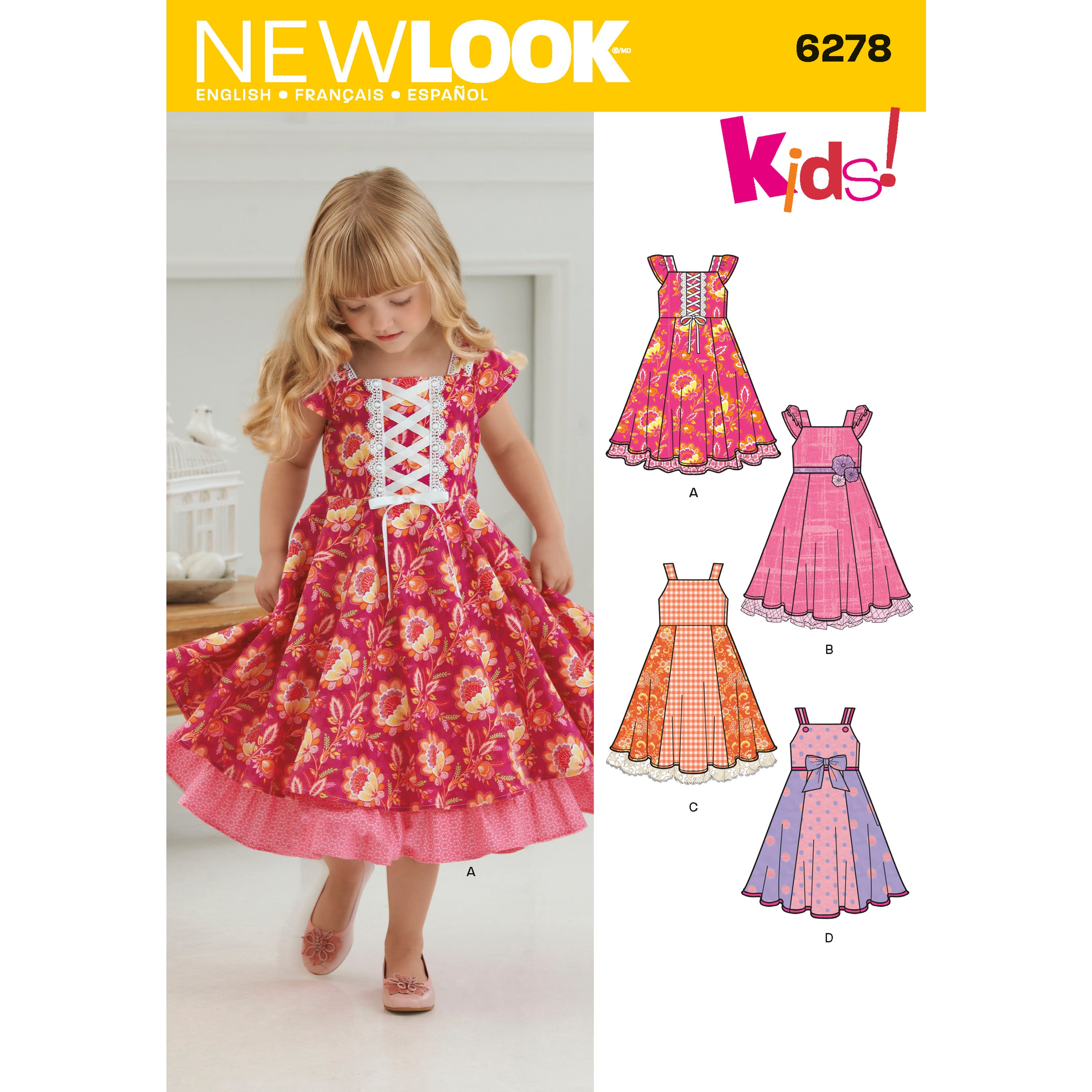 New Look Child's Dress with Trim Variations 6278 - Paper Pattern, Size A (3-4-5-6-7-8)