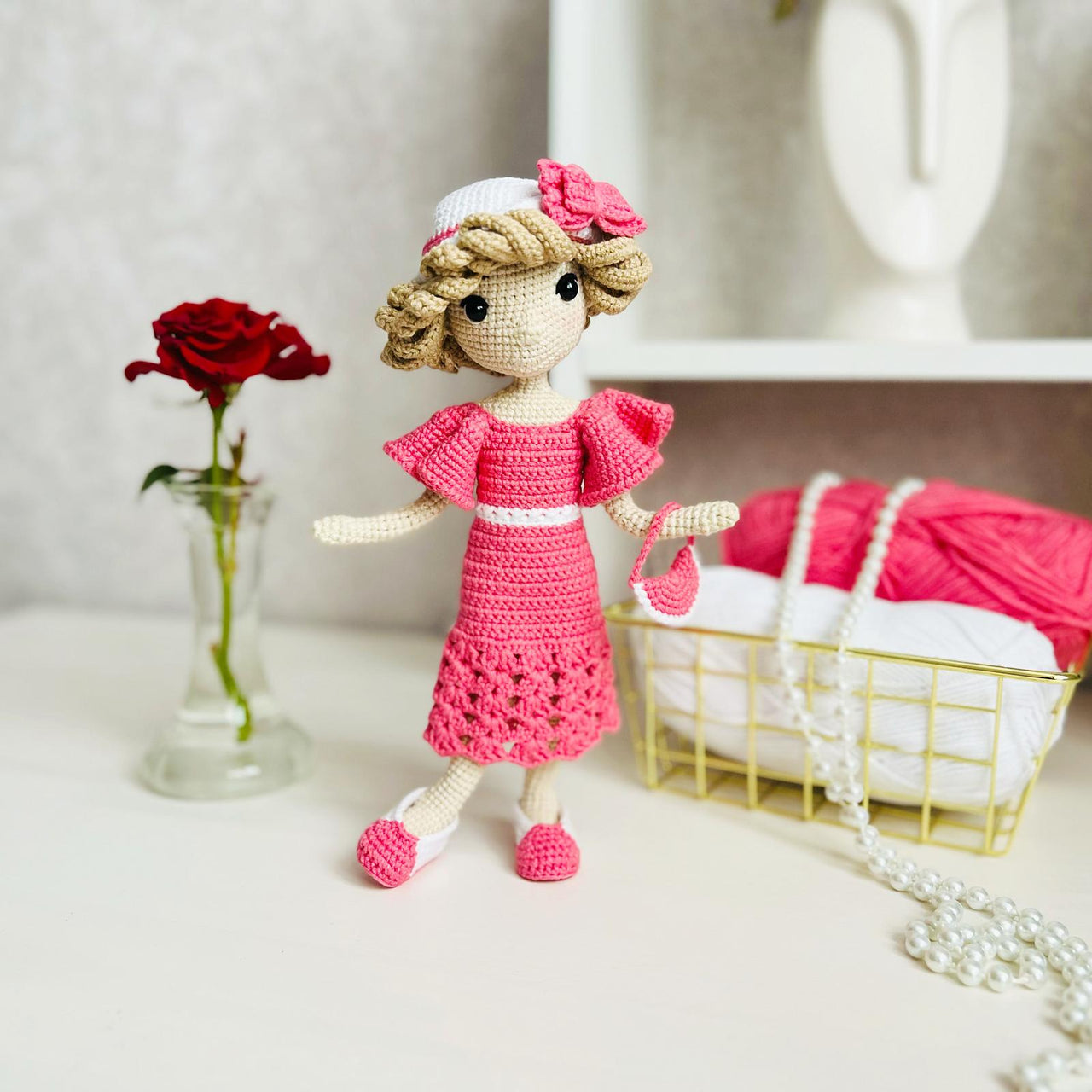 Crochet doll pattern, Amigurumi doll, crochet doll clothes, Miss 1930s