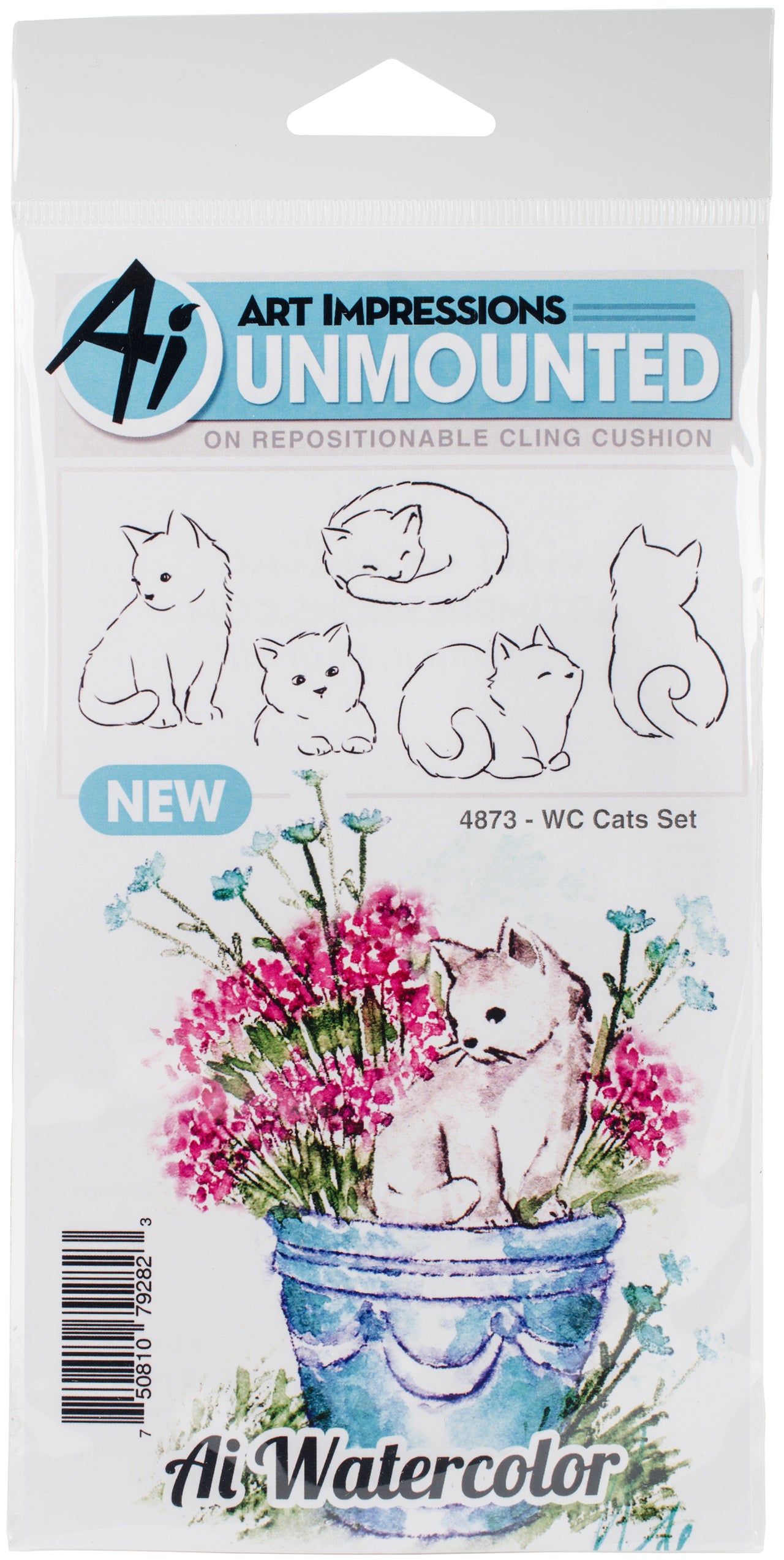 Art Impressions Watercolor Cling Rubber Stamps - Cats
