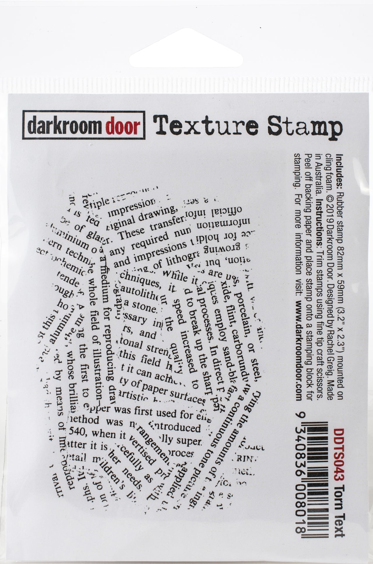 Darkroom Door Texture Stamp 2.3"X3.3" - Torn Text