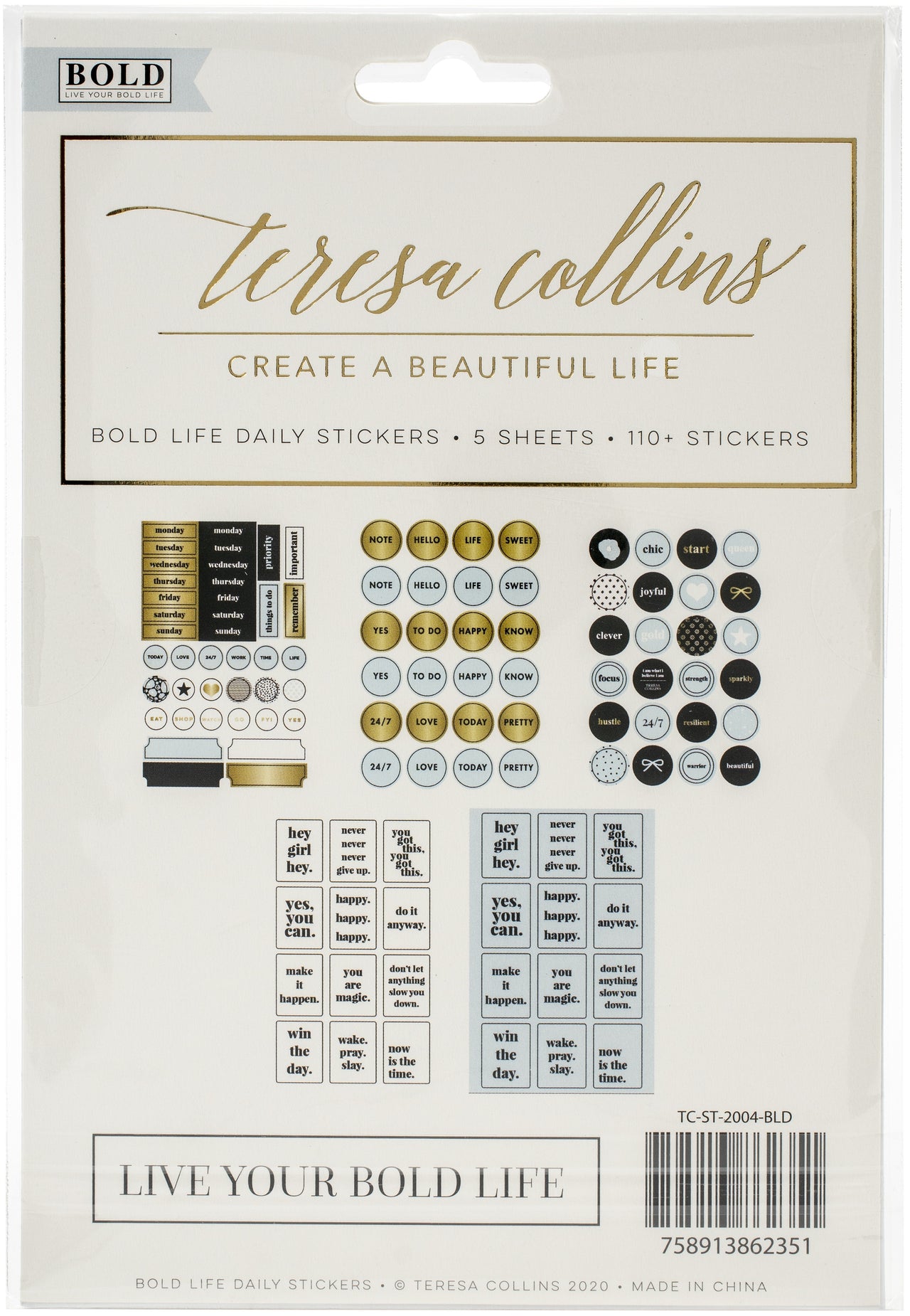 Teresa Collins Designer Stickers 5/Sheets - Bold Life, Daily