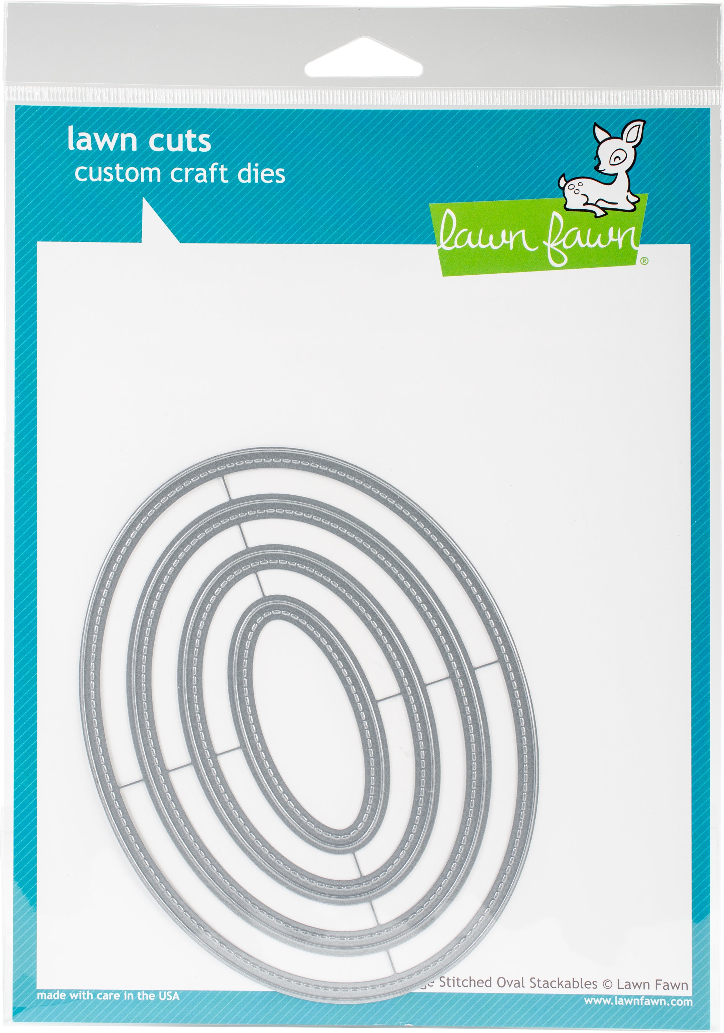 Lawn Fawn Lawn Cuts Custom Craft Stackables Dies - Large Stitched Ovals, 1.25" To 5.5"