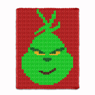 Christmas Smiling Grinch - Chunky Blanket - Hand Finger Knitting