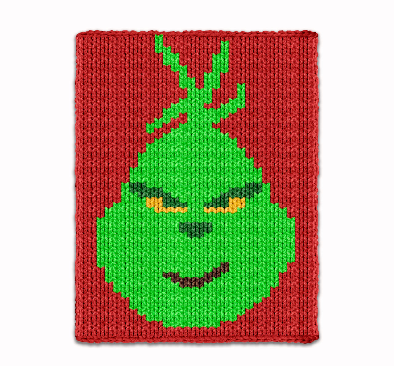 Christmas Smiling Grinch - Chunky Blanket - Hand Finger Knitting