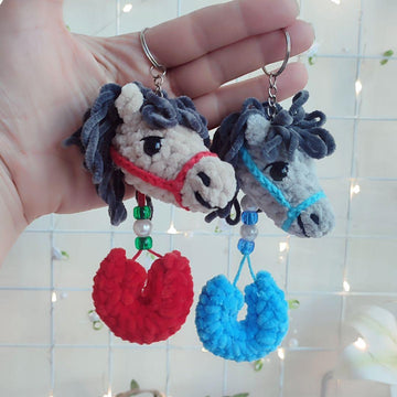 Mini horse with a horseshoe Keychain