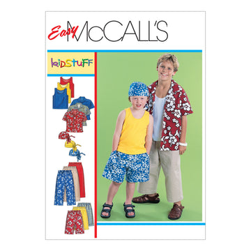 McCall's Children's/Boys' Shirt, Tank Top, Pull-On Cropped Pants, Pull-On Shorts and Headwrap M6099 - Sewing Pattern