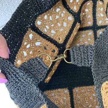Granny square raffia bag