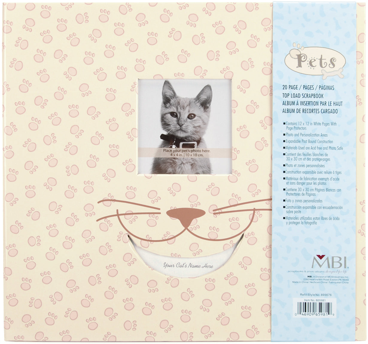 MBI Pet Post Bound Album W/Window 12"X12" - Cat
