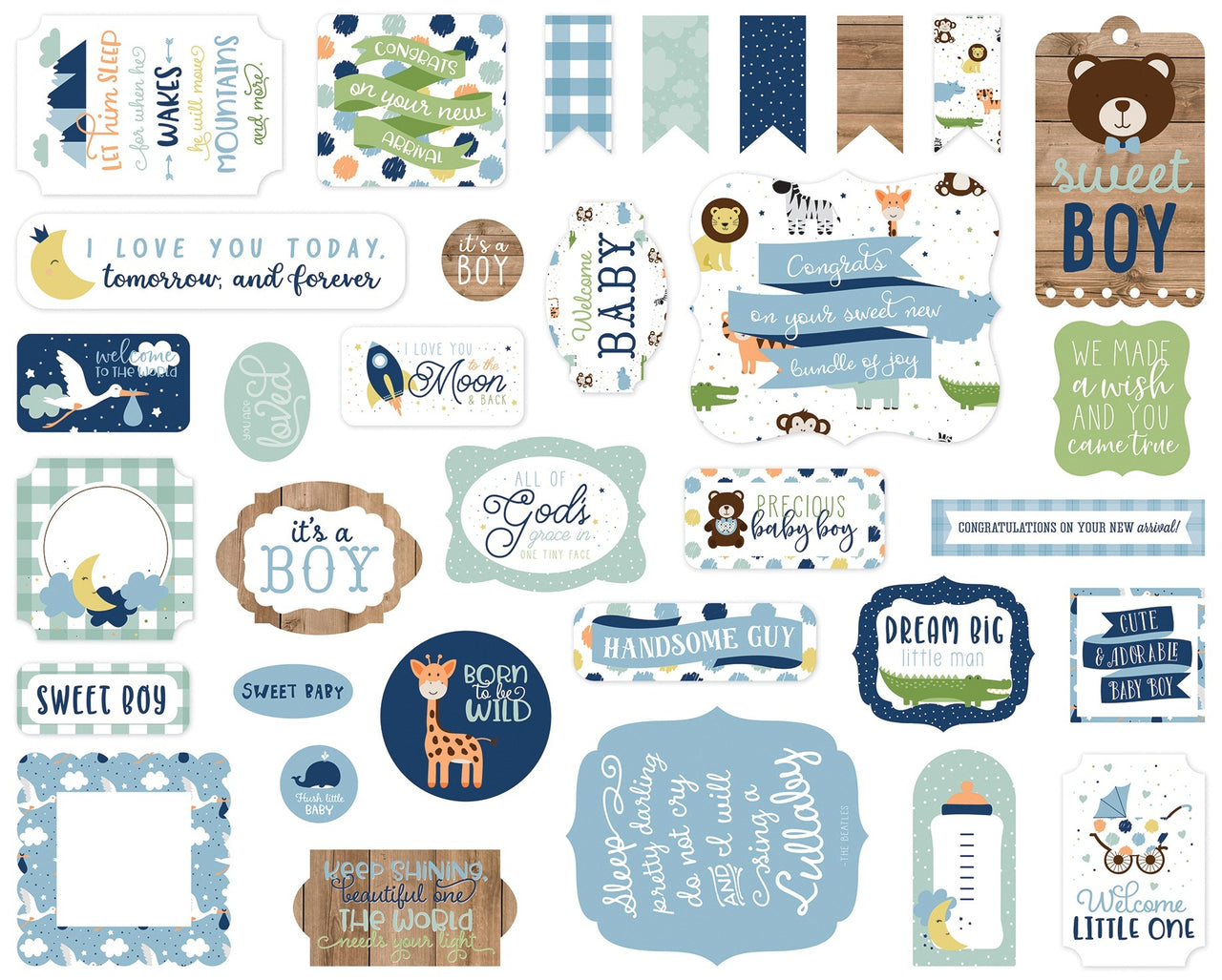 Echo Park Paper Echo Park Cardstock Ephemera 33/Pkg - Icons, Baby Boy