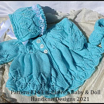 Leafy Lace Matinee Set for 16-22 inch doll (preemie-3m+ baby)
