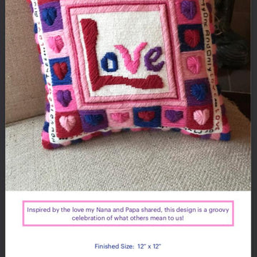 Love Needlepoint or Cross Stitch Sampler Square