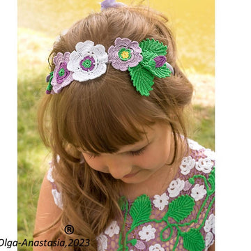 Headband with flowers crochet