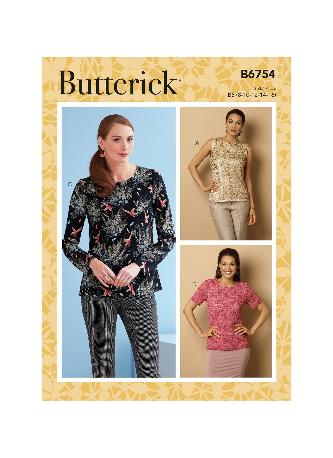 Butterick Misses' Keyhole-Closure Tops B6754 - Sewing Pattern