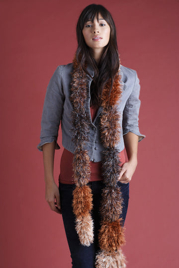 Knit Segment Scarf in Lion Brand Wool-Ease and Fun Fur - 50864B