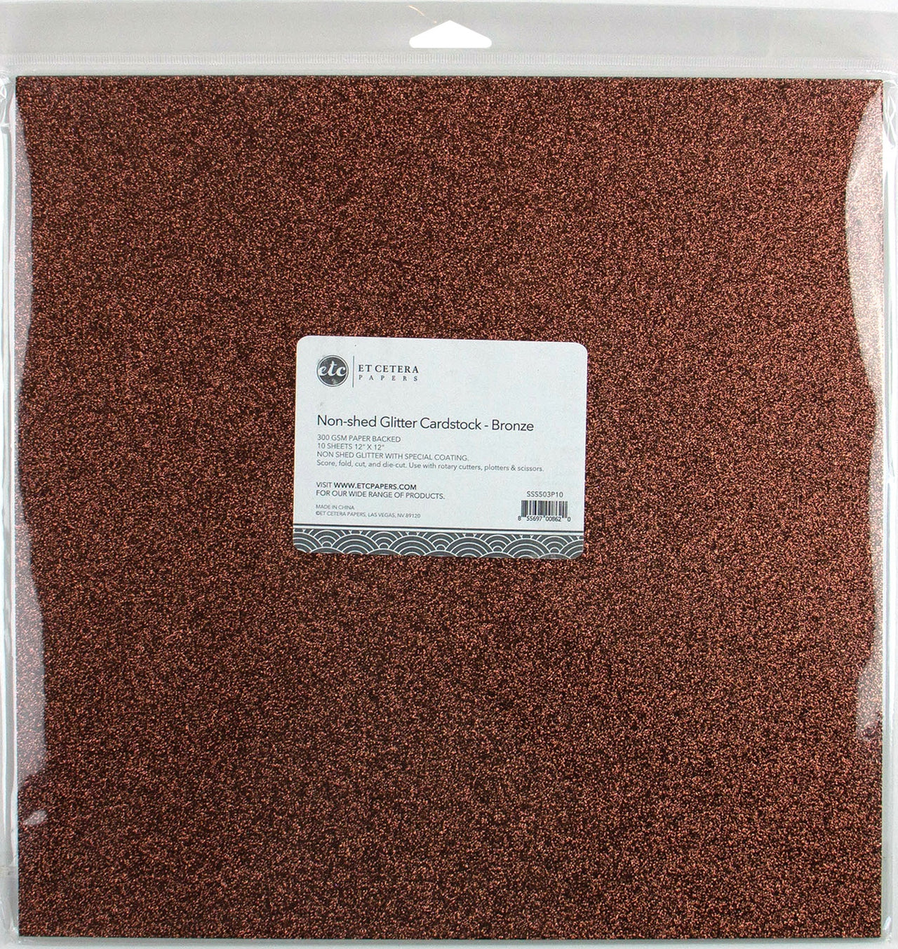 Arc Crafts ETC Papers Non-Shed Glitter Cardstock 12"X12" 10/Pkg - Bronze