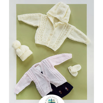 UKHKA 196 Cardigans, Hat & Mittens in Double Knitting - UKHKA196pdf - Downloadable PDF