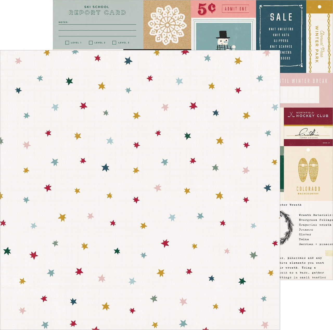 American Crafts Snowflake Double-Sided Cardstock 12"X12" 25/Pkg - Marshmallow