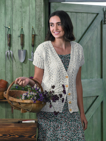 Ladies Short Sleeved Cardigan in James C. Brett Dotti DK - JB727