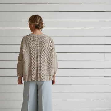 Cable and Garter Sweater - Knitting Pattern For Women in Debbie Bliss Dulcie by Debbie Bliss