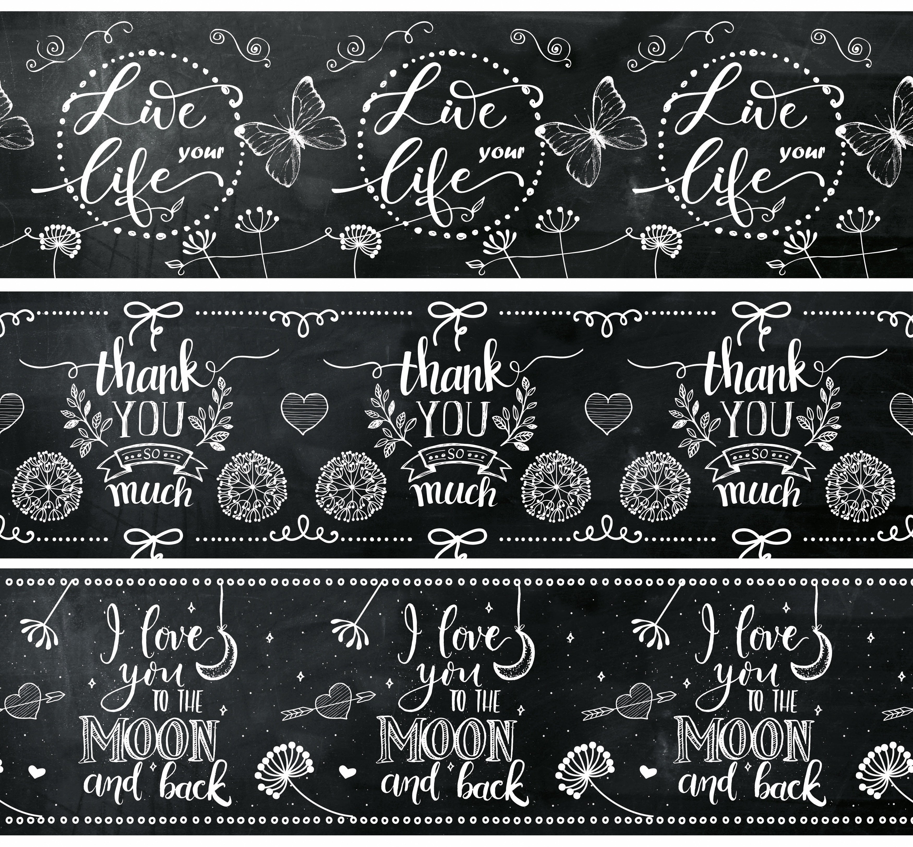 Studio Light Shrink Sleeves 12.5"X3.5" 3/Pkg - Chalk, 3 Designs/1 Each
