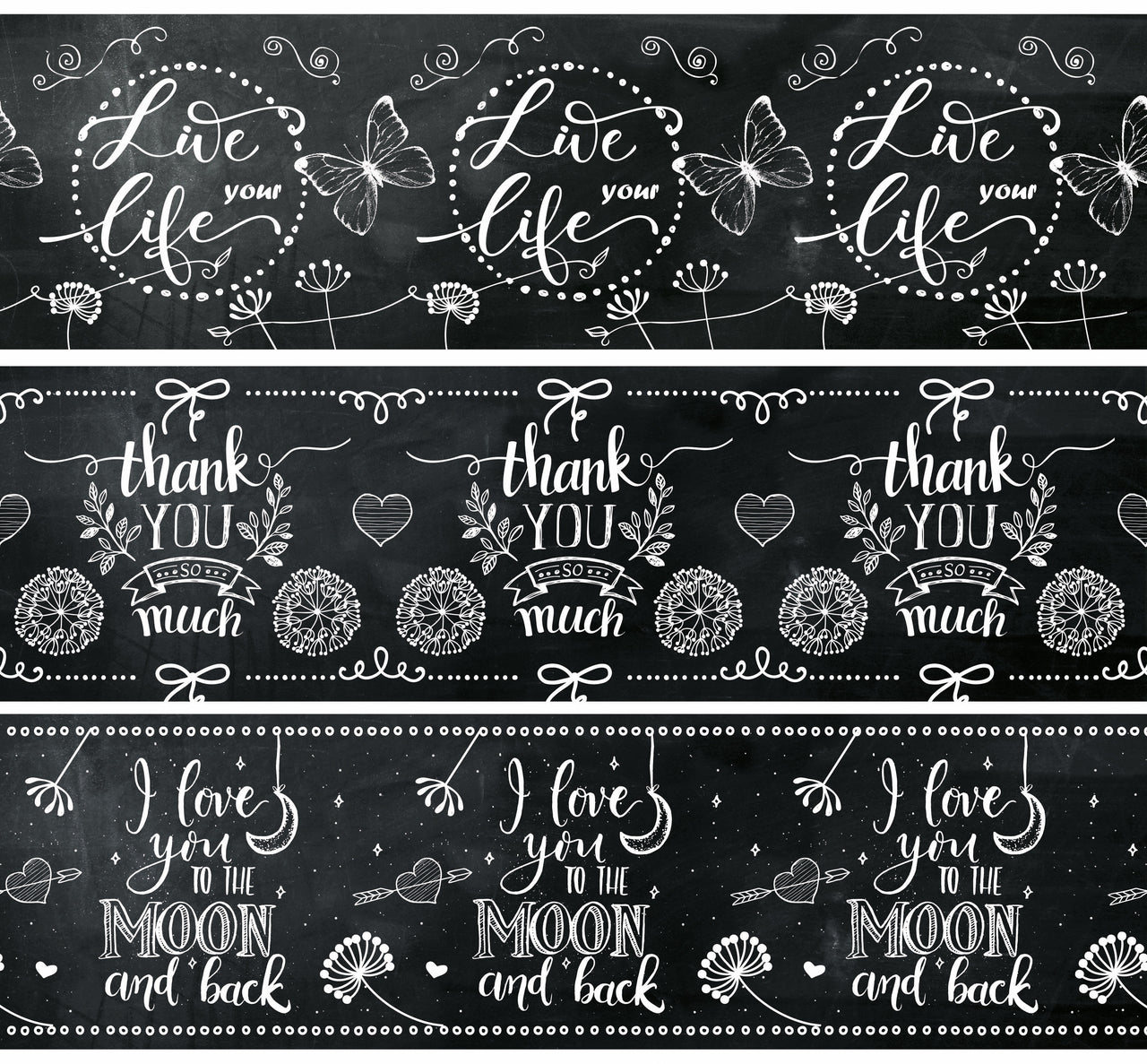Studio Light Shrink Sleeves 12.5"X3.5" 3/Pkg - Chalk, 3 Designs/1 Each