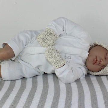 New Baby Moss Stitch Pixie Hat Booties & Mittens