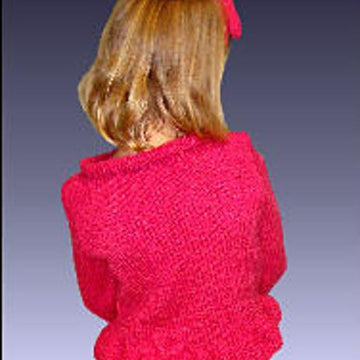 Knitting Pattern, Girls pullover Sweater with bow headband. 342