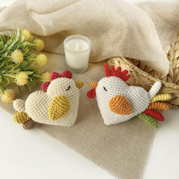 Crochet chicken and rooster toy Amigurumi pattern chick Crochet ornament Easter decorations