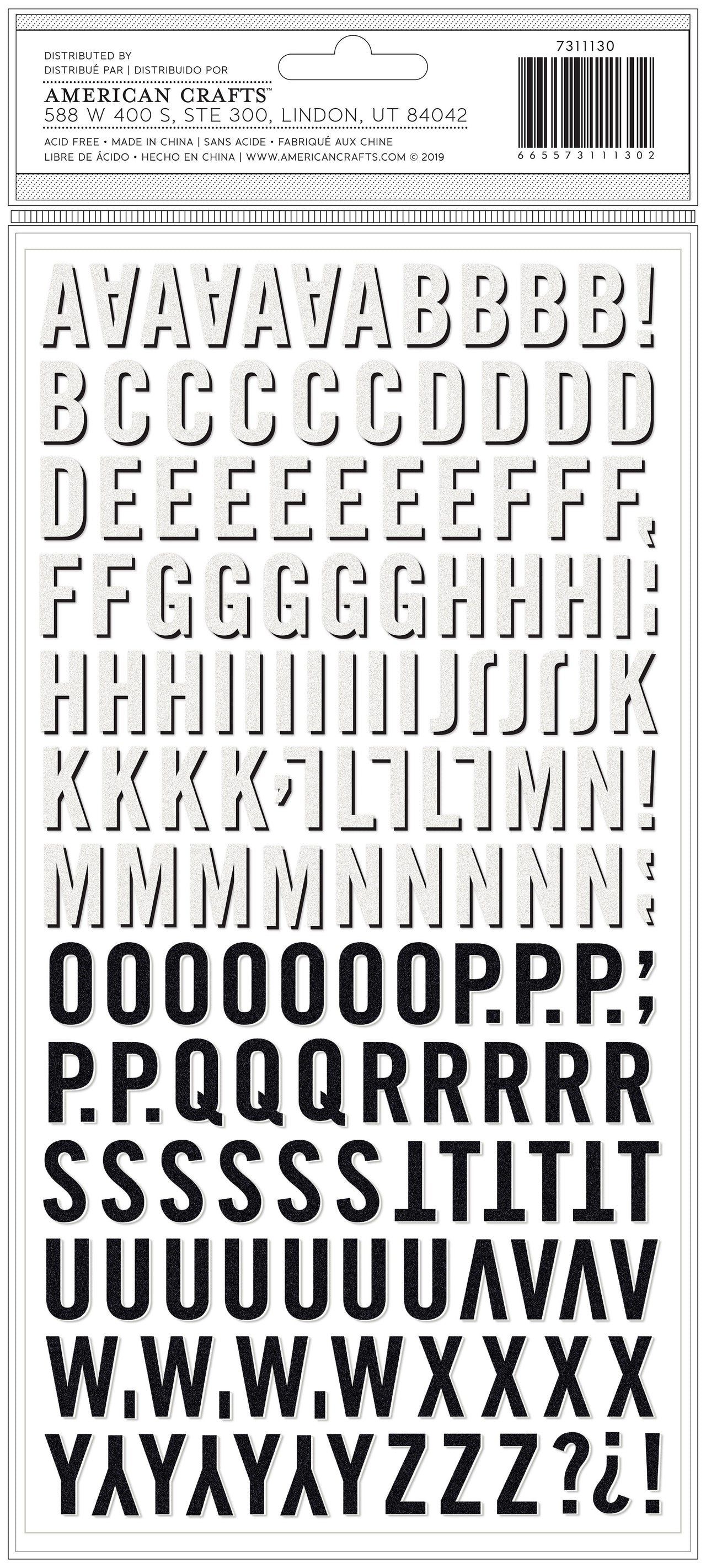 American Crafts Chipboard Alphabet Stickers - Tuxedos & Tiaras, 243/Pkg