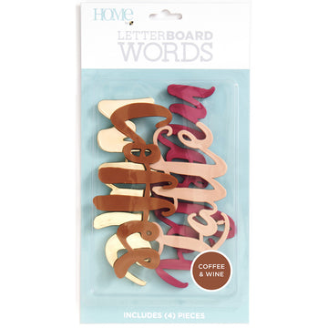 American Crafts DCWV Letterboard Words 4/Pkg - Coffee & Wine
