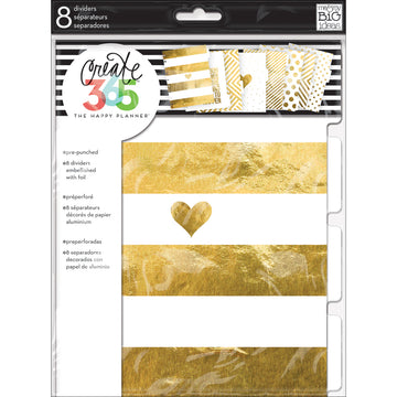 Happy Planner Medium Dividers 8/Pkg - Gold