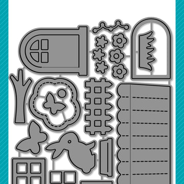 Lawn Fawn Lawn Cuts Custom Craft Die - Scalloped Treat Box Spring House Add-On