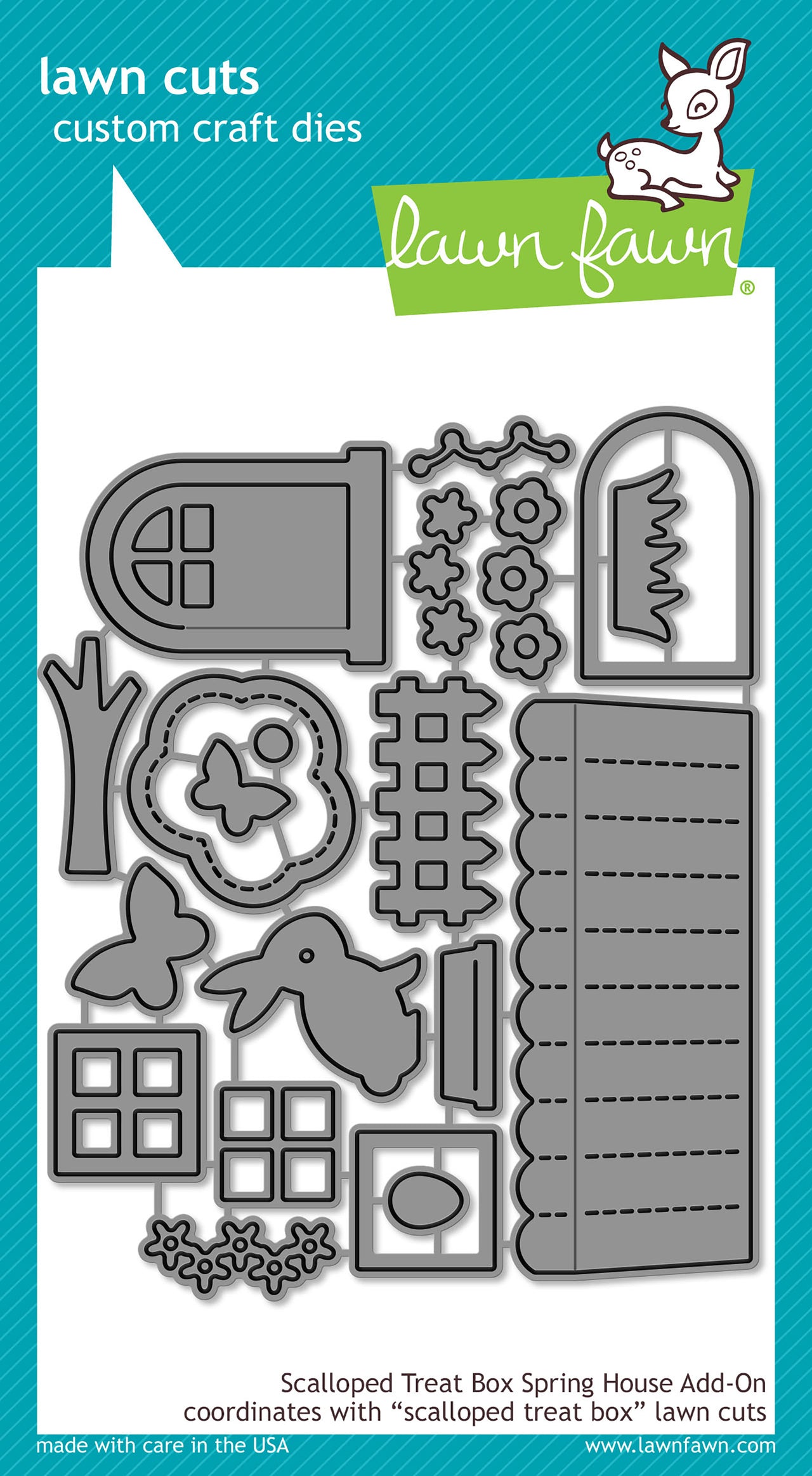 Lawn Fawn Lawn Cuts Custom Craft Die - Scalloped Treat Box Spring House Add-On