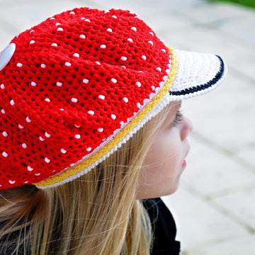 Polka Dots Crocheted Cap & Poppy Pin