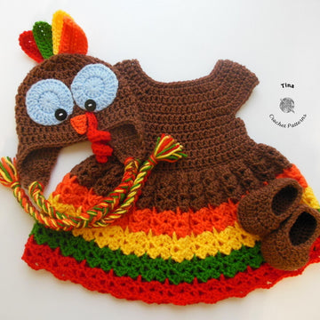 Turkey Baby Hat and Dress Outfit