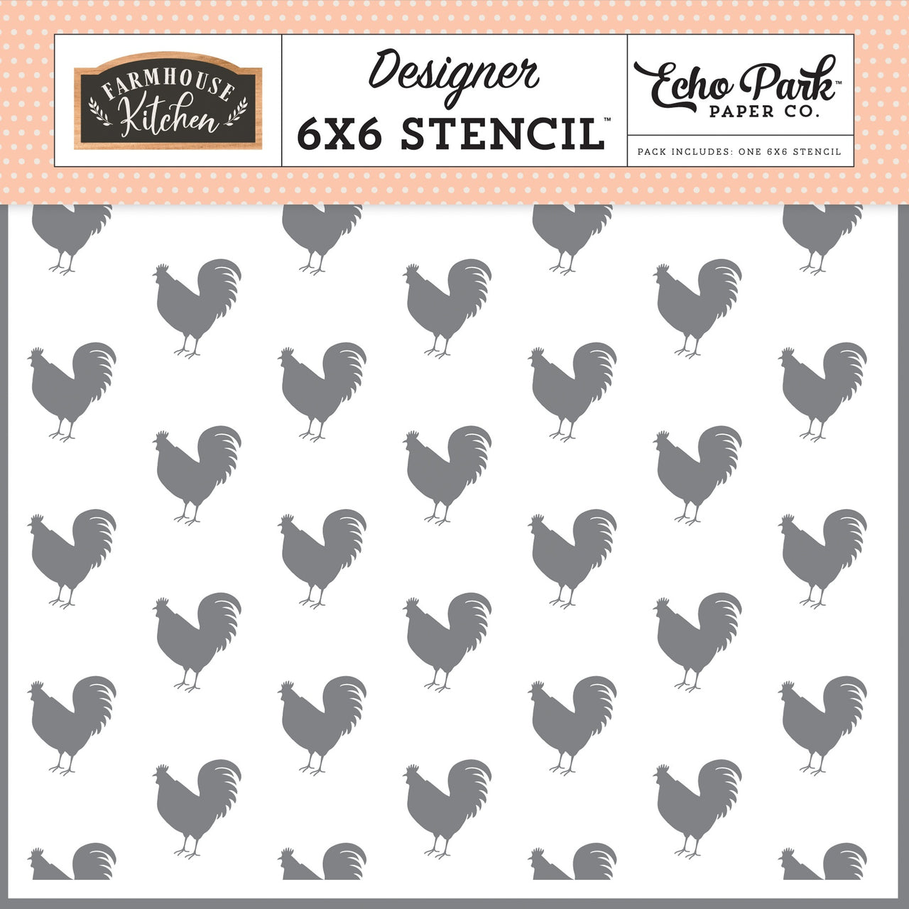 Echo Park Paper Echo Park Stencil 6"X6" - Rooster, Farmhouse Kitchen