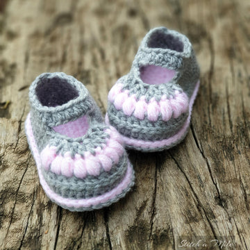 Puff Stich baby sandal crochet pattern