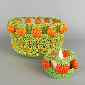 Fall set 3D pumpkin basket & tealight holder