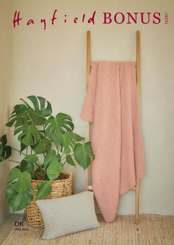 Blanket & Cushion Set in Hayfield Bonus DK - 10261 - Downloadable PDF