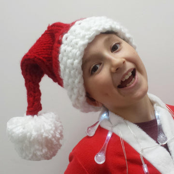 Santa Hat, Super chunky, quick knit for all the family, baby to adult