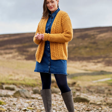 Nessa Women's Cabled Coatigan By Sarah Hatton in West Yorkshire Spinners - WYS1000266 - Downloadable PDF