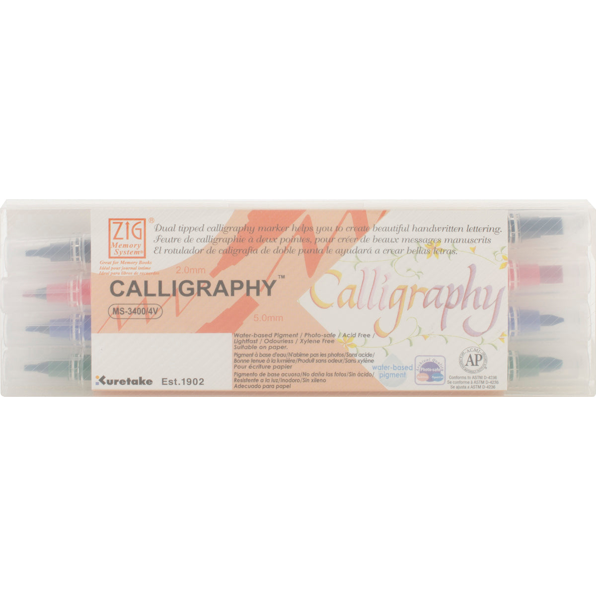 ZIG Memory System Calligraphy Dual-Tip Markers 4/Pkg - 470915