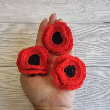 Bundle of 3 Remembrance Poppy Flowers Crochet Patterns