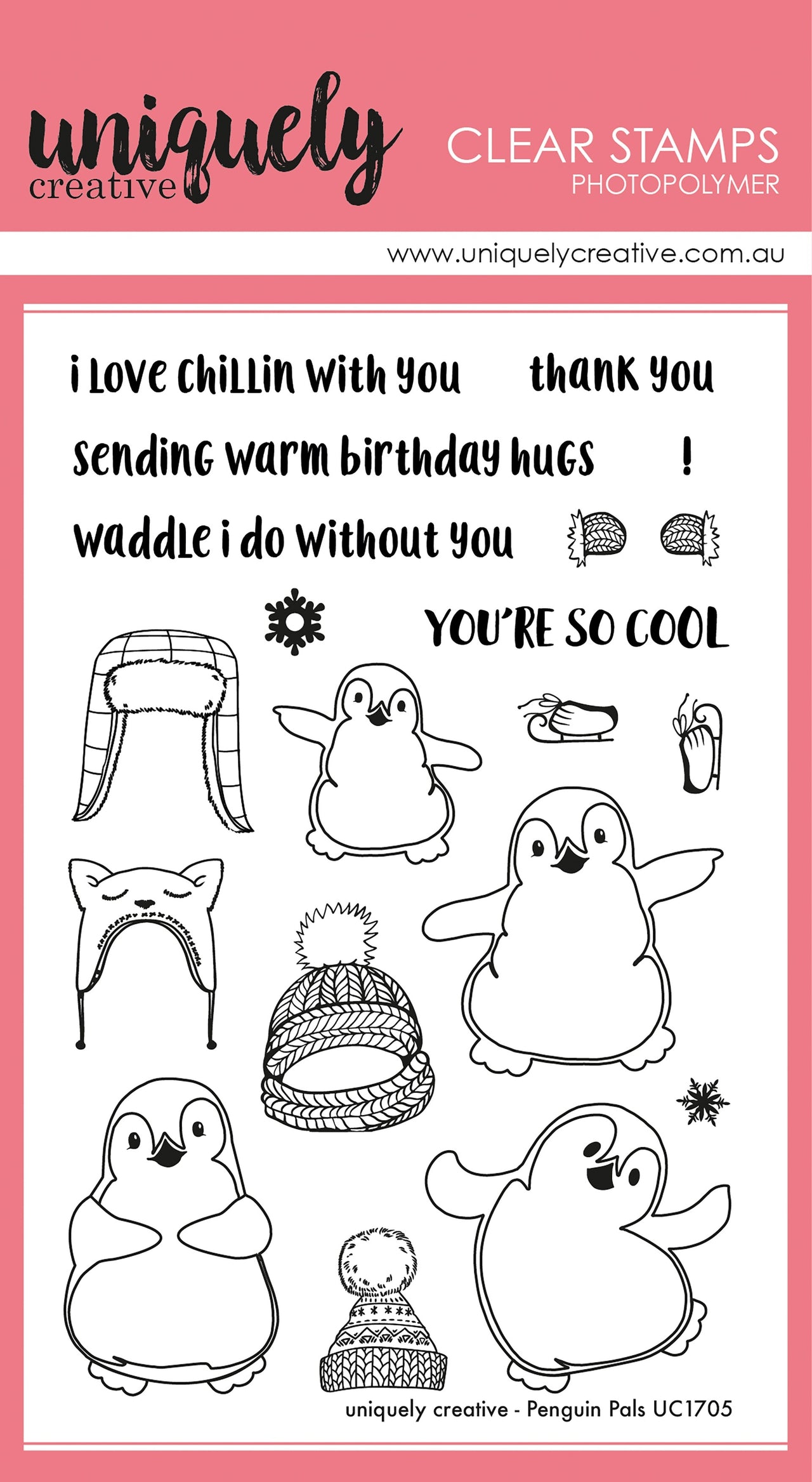Uniquely Creative 4"X6" Clear Stamps 19/Pkg - Penguin Pals