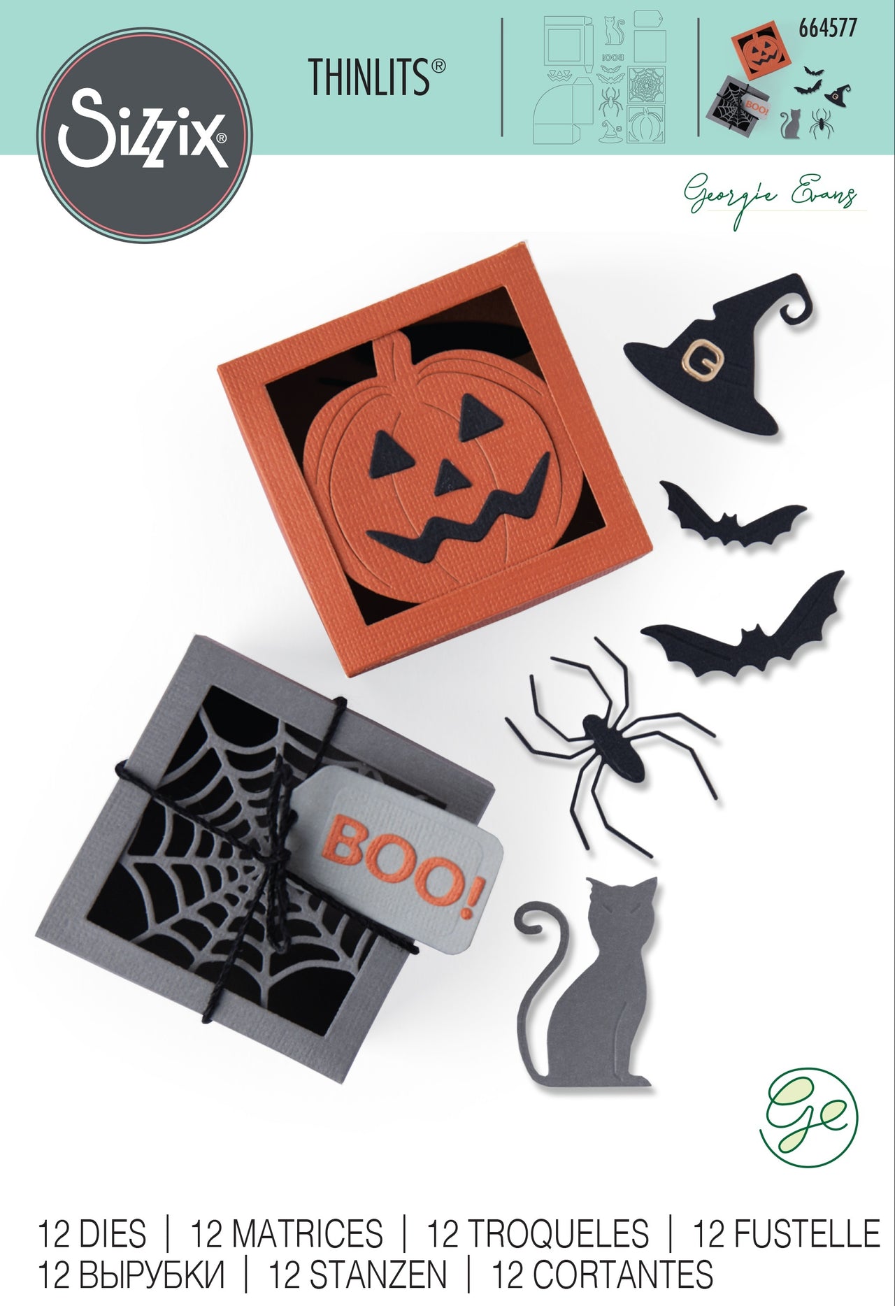 Sizzix Thinlits Dies By Georgie Evans 12/Pkg - Box-Spooky Silhouette