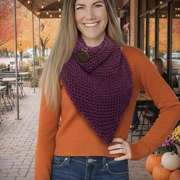 Sisterly Chic Button Chunky Triangle Scarf