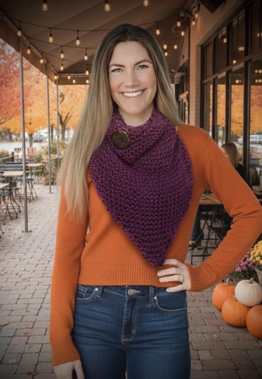 Sisterly Chic Button Chunky Triangle Scarf