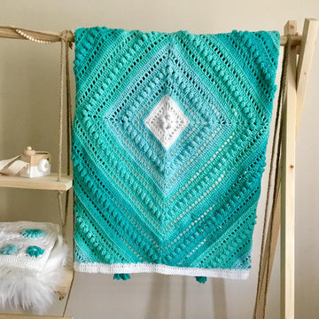 Squared Diamond Popcorn Baby Blanket N 350
