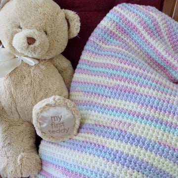 Soft Trinity Stitch Baby Blanket-King Cole DK - Beaches and Cream – Crochet Pattern