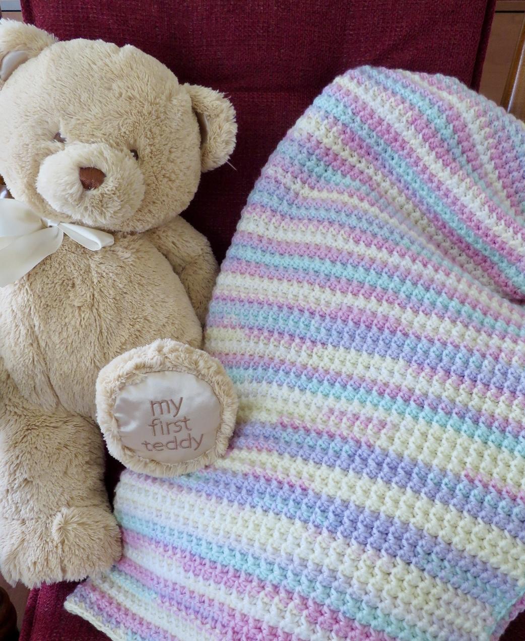 Soft Trinity Stitch Baby Blanket-King Cole DK - Beaches and Cream – Crochet Pattern